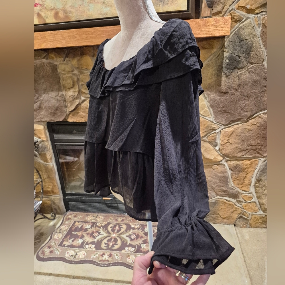 NWT Lot Of 2 Time And Tru Womens Long Sleeve Ruffle Blouse Size XL - Picture 5 of 11